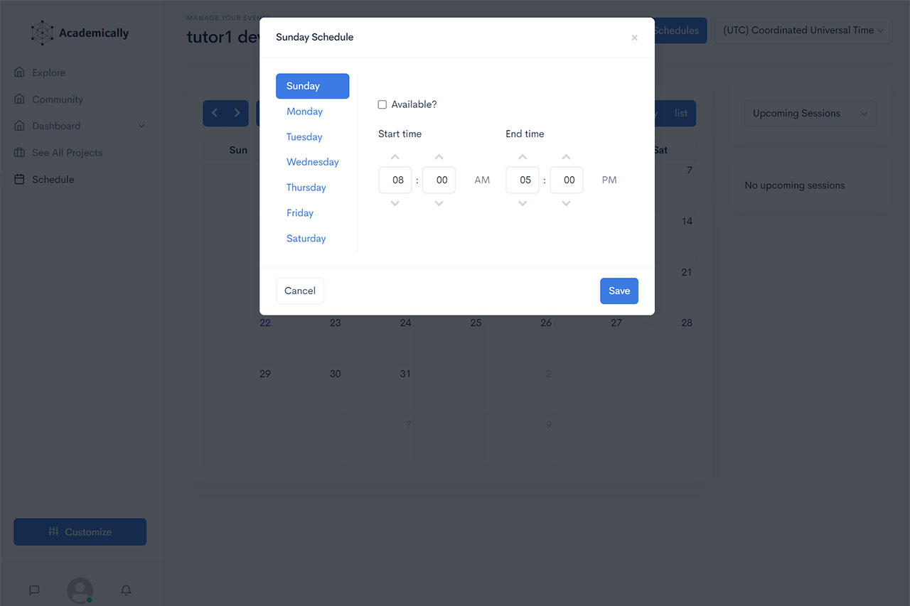 Academically - Create Schedule