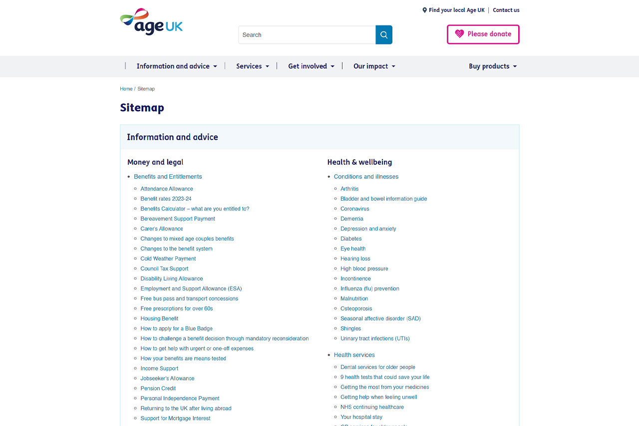 AgeCo - Site Map