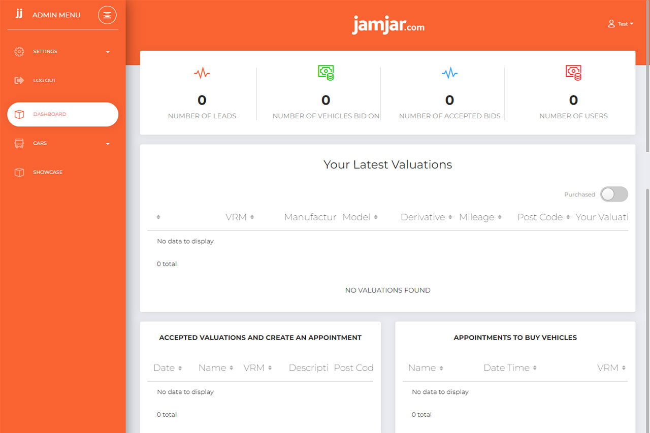 Jam Jar - Dashboard