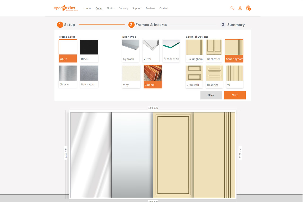 Spacemaker Wardrobes - create wardrobe step 2