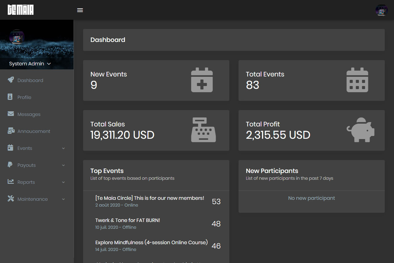 Te Maia - Member's Dashboard