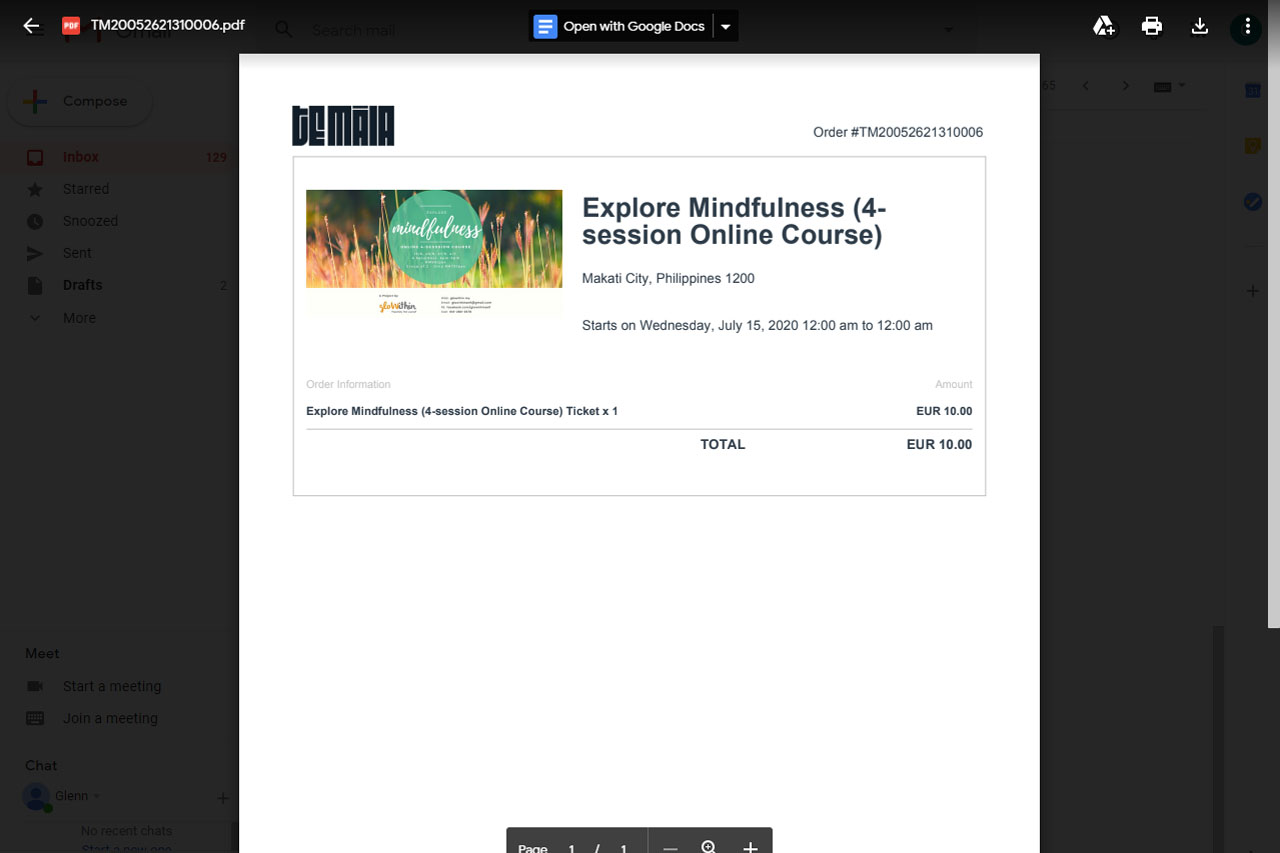 Te Maia - Event Reservation Voucher PDF